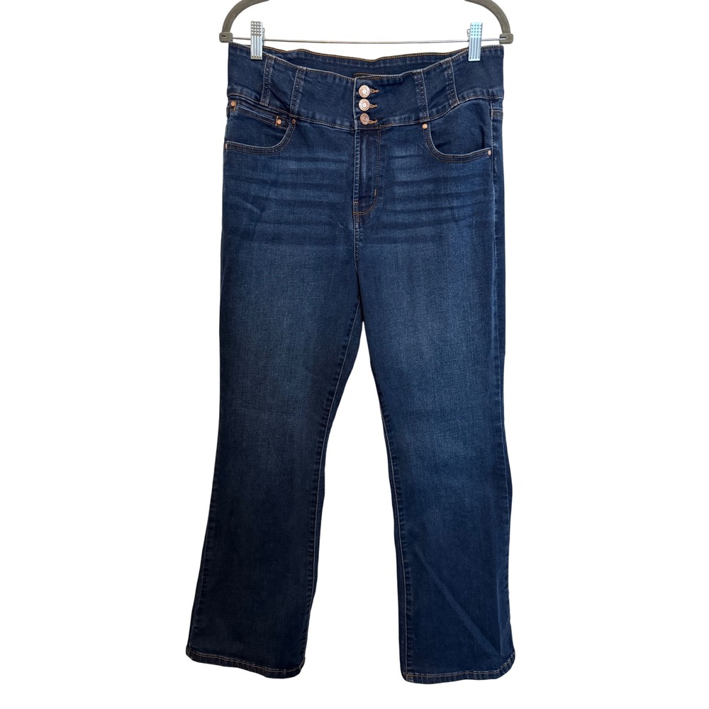 RACHEL Rachel Roy High Rise Bootcut Jeans Dark Wash Triple Button Size 12/31